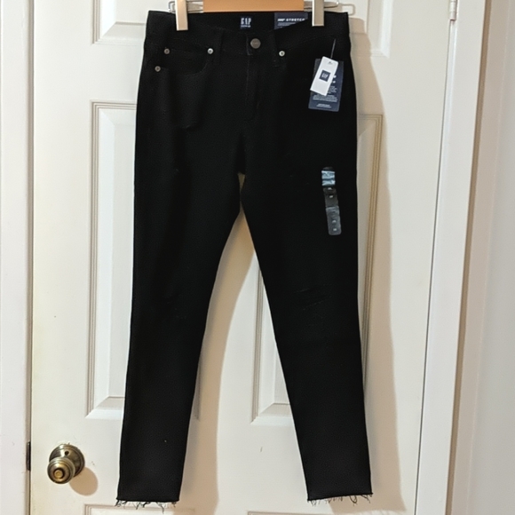 NWT GAP Black distressed skinny Jeggings size 28 - Picture 2 of 7